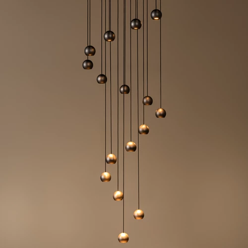 Lucide MONTANA - Pendant light - LED Dim. - CCT - 16x5,7W 2700K/4000K - Coffee | Premium - atmosphere 1
